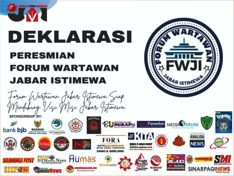 Spanduk Deklarasi Berdirinya Forum Wartawan Jawa Barat Istimewa (FWJBI) - (Sumber: Arie/Asep News)